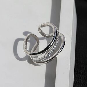 The Triple Bling Ring adjustable in  925 silver & cubic zirconia